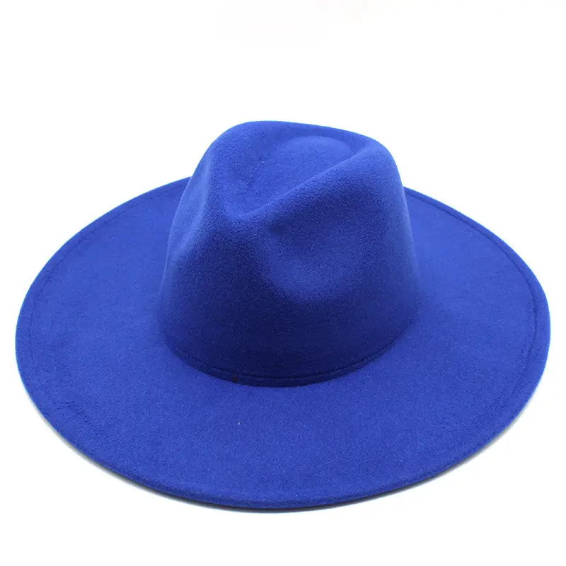 Vrouwen Mannen Mode 9.5 Cm Breed Aangepaste Logo Panama Vilten Hoed Brede Rand Vilt Vilt Fedora Hoed