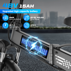Bicicleta Eléctrica Plegable E20 con Llantas Gruesas de 48V y 250W para Adultos, Disponible en Almacenes de la UE y EE. UU. - Product Image 3
