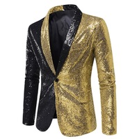 Manteau pour hommes européens et américains Costume à paillettes à couleur bloquée Costume Club Vêtements pour hommes Veste Manteau décontracté OEM