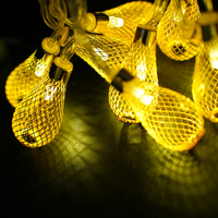 Guirlandes lumineuses TSINYE en forme de goutte d'eau, 1,5 m, 3 m, alimentées par piles, blanc chaud, gouttes de pluie dorées pour la décoration de la maison et des mariages