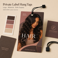 Étiquettes suspendues personnalisées pour extensions de cheveux, impression couleur sur papier épais avec cordon pour l'emballage de marques d'extensions de cheveux et de perruques