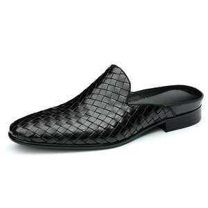 Sandalias de Hombre de Cuero Genuino Tejido, Punta Cerrada, Estilo Slip-On, Casuales de Verano, Transpirables, con Suela de Goma - Product Image 5