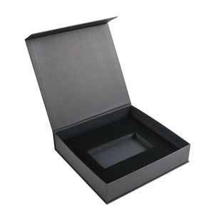 Customized logo High Quality Packaging Black Textured Paper Magnetic Paper <b>Box</b> for Cosmetic Products with Foam Insert - Product Image 5