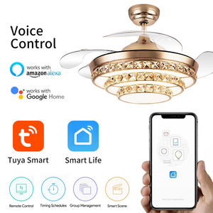 718 araña de cristal ventiladores de techo con luz 42 pulgadas 110V Control remoto retráctil 220V lámpara Led Luz Con Ventilador Oculto - Product Image 3