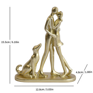 Statue de Noël en résine : Couple de chiens romantiques, figurine familiale peinte à la main, sculpture de jardin extérieure, décoration de bureau à domicile - Product Image 5