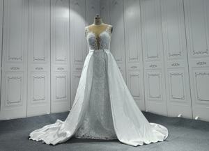 Vestido de novia de tren desmontable de sirena 12 con cuentas para mujer de talla grande de playa 2 en 1 - Product Image 4