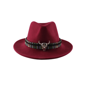 Fashion <span class=keywords><strong>Vogue</strong></span> style <span class=keywords><strong>British</strong></span> fashion Jazz wool top hat in the fall and winter us head cowhide fur felt fedora - Product Image 5