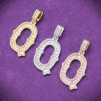 Hip Hop VVS Moissanite Hommes Luxueux Cluster Baguette Lettre Q Pendentif Avec 925 Sterling Silver Pass Diamond Tester