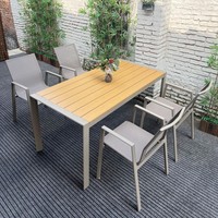 Ensemble de table et de chaises de salle à manger en aluminium pour cour d'hôtel en plein air, table basse, design moderne, imperméable, résistant aux UV, WPC patio