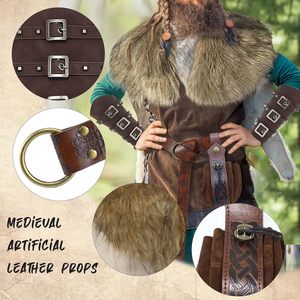 Disfraz Vikingo Stadget, Chal de Piel Sintética, Cinturón, Brazaletes, Atuendo de Guerrero Medieval, Accesorios de Cosplay Unisex para Adultos - Product Image 4
