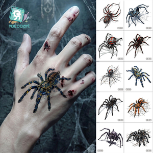 <span class=keywords><strong>Tatuajes</strong></span> temporales de arañas de Halloween, pegatinas realistas de arañas negras, arte corporal, tatuaje 3D falso a prueba de agua <span class=keywords><strong>para</strong></span> <span class=keywords><strong>hombres</strong></span> y mujeres - Product Image 1