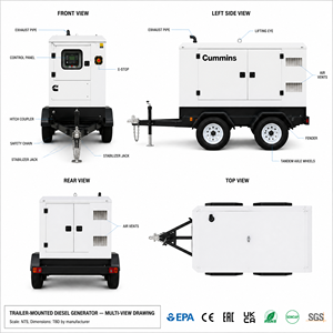Grupo electrógeno diésel silencioso de 900 kW 1125 kVA, 500 kW 400 kVA trifásico, con cabina insonorizada, para plantas industriales, de servicio pesado y de reserva. - Product Image 3