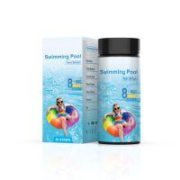 Bandelettes de test d'eau pour piscine et spa 8-en-1 multiparamètres, résultats rapides, 50/100 bandelettes pour spas W-8