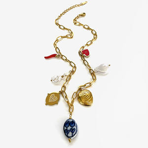 YF6297 Joyería de Moda para Playa y Océano, Cadena de Acero Inoxidable, Chapado en Oro de 18k, Collar Personalizado con Colgante de Perla y Amor para Mujer - Product Image 6