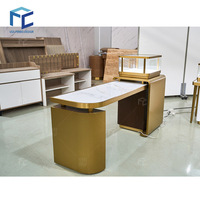 Comptoir de réception moderne en bois personnalisé pour bijoux, avec éclairage LED, étanche, écologique, style antique, vitrine de présentation