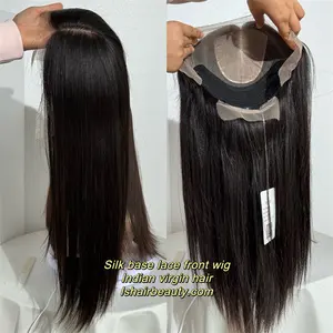 Black Color Silk Base Lace Front Wig Indian Virgin Human Hair 100% Natural Original Virgin Human Hair Wigs For Women