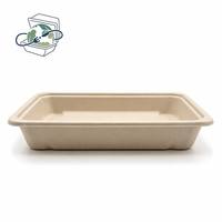 Assiette à collation biodégradable en bagasse de canne à sucre, légère, petite, rectangulaire, jetable, compostable, emballage alimentaire