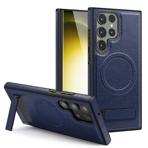 Luxury <b>Wireless</b> <b>Charging</b> Leather Phone Case for Samsung S22 S23 Plus S24 S25 Ultra Magnetic Back Cover Holder <b>Stand</b> - Product Image 5