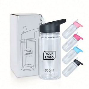 AGH 10oz <b>Double</b> <b>Wall</b> Clear Plastic Acrylic Pre-Drilled Hole With Stopper Sippy Snow Globe Kid Water Bottle DIY Gift - Product Image 1