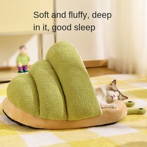 נעלי בית בצורת ענן חצי סגורות לחתולים וכלבים, מיטת חורף חמה לחיות מחמד, אספקה סיטונאית, קטיפה קריסטלית, קטיפה טדי - Product Image 5