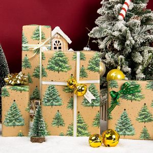Kraft Christmas <b>Wrapping</b> <b>Paper</b> Green Gold Tree Star Design 17 Inch X 33 Feet Roll Gift Craft Eco Friendly - Product Image 5