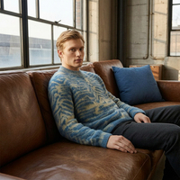 Pull jacquard personnalisé en mohair pour homme, anti-boulochage, manches longues, 7GG, épais, rayé, style rétro streetwear hip-hop