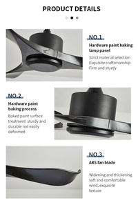 Quạt trần ngoài trời 5 cánh màu đen, chống nước, giá rẻ, điều khiển từ xa, đèn LED, động cơ DC, chất lượng cao - Product Image 4