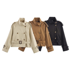 Questo autunno la <span class=keywords><strong>moda</strong></span> femminile e <span class=keywords><strong>il</strong></span> Versatile <span class=keywords><strong>Trench</strong></span> corto a tre colori con fibbia in vita <span class=keywords><strong>è</strong></span> un capospalla elegante ed elegante - Product Image 1