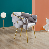 Fauteuil moderne en gros, pieds en métal doré, chaise de salle à manger marron, chaise de salle à manger en velours, chaise de salle à manger dorée