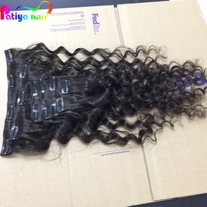 Clips dans le morceau de cheveux naturel ondulé cambodgien vierge Remy cheveux humains Double trame brut non traité Clip dans les extensions pour les femmes noires - Product Image 6