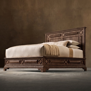 Letto <span class=keywords><strong>Oliviero</strong></span> Grand Frame di Lusso in Legno Massello, Letto King/Queen per Hotel e Villa, Personalizzabile, Vendita all'Ingrosso - Product Image 2