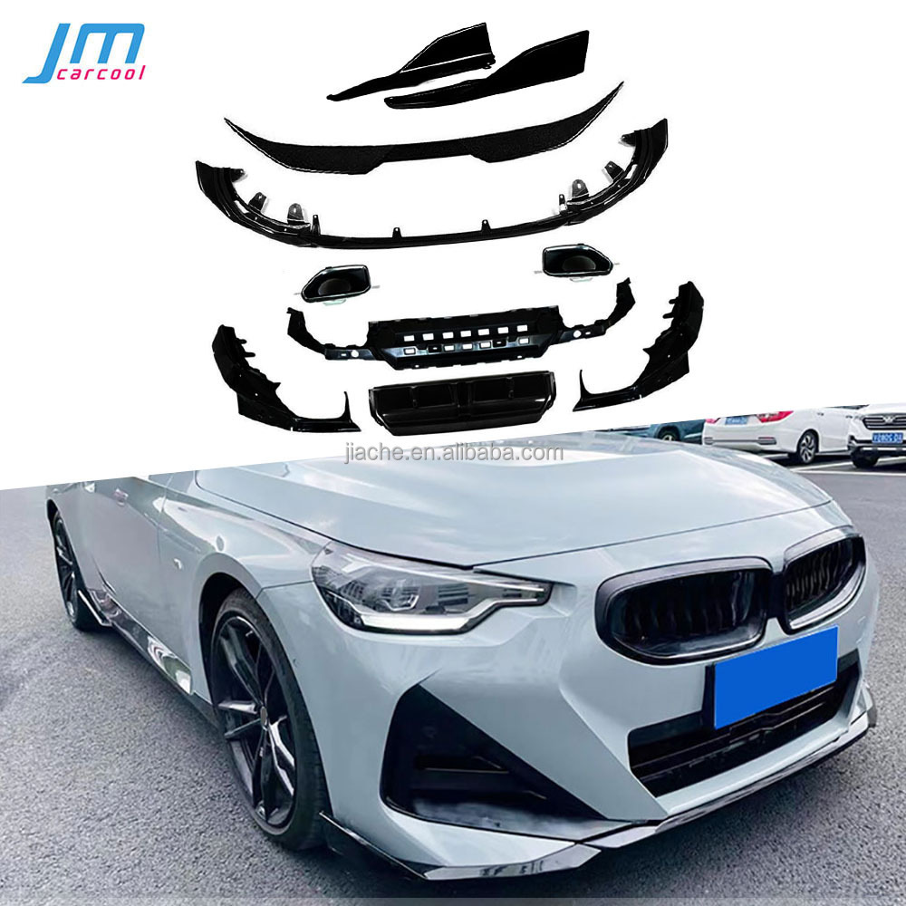 Автомобильная передняя губа из АБС, задний спойлер, боковая юбка, задняя губа, диффузор с черным хвостом для BMW 2 серии G42 M Sport Coupe 2021 +