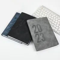 Carnet de notes A5 à couverture rigide en cuir noir, personnalisé à l'usine, carnet de notes 2023 avec onglets de séparation