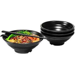 Unbreakable Restaurant <strong>Dinnerware</strong> 100% Melamine Soup Rice Bowl Japanese Style Black Ramen Pho Noodle Melamine Bowl for Wholesale - Product Image 6