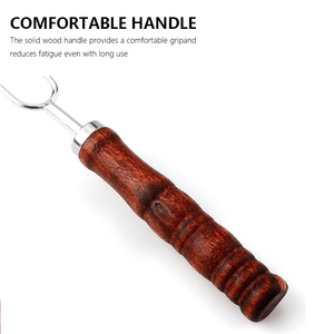 Accesorios para Parrilla, Brochetas Dobles de Acero Inoxidable en Forma de U, Brochetas para Barbacoa <span class=keywords><strong>con</strong></span> Mango de Madera para Acampar al Aire Libre - Product Image 4