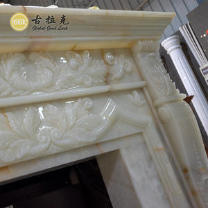 इनडोर सजावटी प्राकृतिक पत्थर फायरप्लेस चारों ओर संगमरमर गोमेद सफेद फायरप्लेस मेंटल - Product Image 5