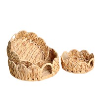 Panier de rangement et bac de rangement en rotin tressé écologique en forme de gourde, style pastoral naturel à motif floral, avec poignées