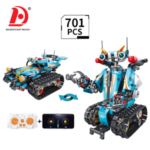 Ensemble de blocs de construction de char robot RC <span class=keywords><strong>2</strong></span> en 1, 701 pièces, application et télécommande, briques techniques transformables, jouets éducatifs STEM - Product Image 1