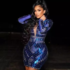 Paillettes di lusso strass scava fuori abito da sera formale abito da sera donna aderente Sexy Club Dress Women Party <span class=keywords><strong>Prom</strong></span> Dress - Product Image 1