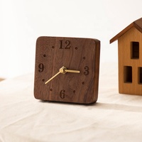 Jam meja kayu Reloj, arloji Alarm anak Desktop sederhana kreatif, dekorasi rumah jam meja persegi