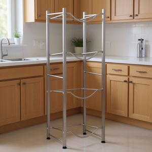 Portabottiglie a 4 livelli in acciaio inox resistente, design minimalista autoportante per cucina - Product Image 2