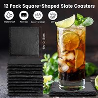 Ensemble de sous-verres en ardoise de 4 pouces, anti-rayures, pour la maison, le bureau, la cuisine, l'appartement, le bar, supports vierges pour gravure laser