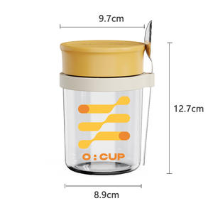 Venta caliente Yogurt Parfait Tazas Durante la noche <span class=keywords><strong>Avena</strong></span> <span class=keywords><strong>Cereales</strong></span> Seguridad Frascos <span class=keywords><strong>de</strong></span> vidrio sin plomo Contenedores con tapas y cucharas - Product Image 3