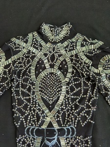 Combinaison moulante noire sexy avec strass pour femme, tenue de pole dance, costume de festival, performance scénique, soirée en club - Product Image 6