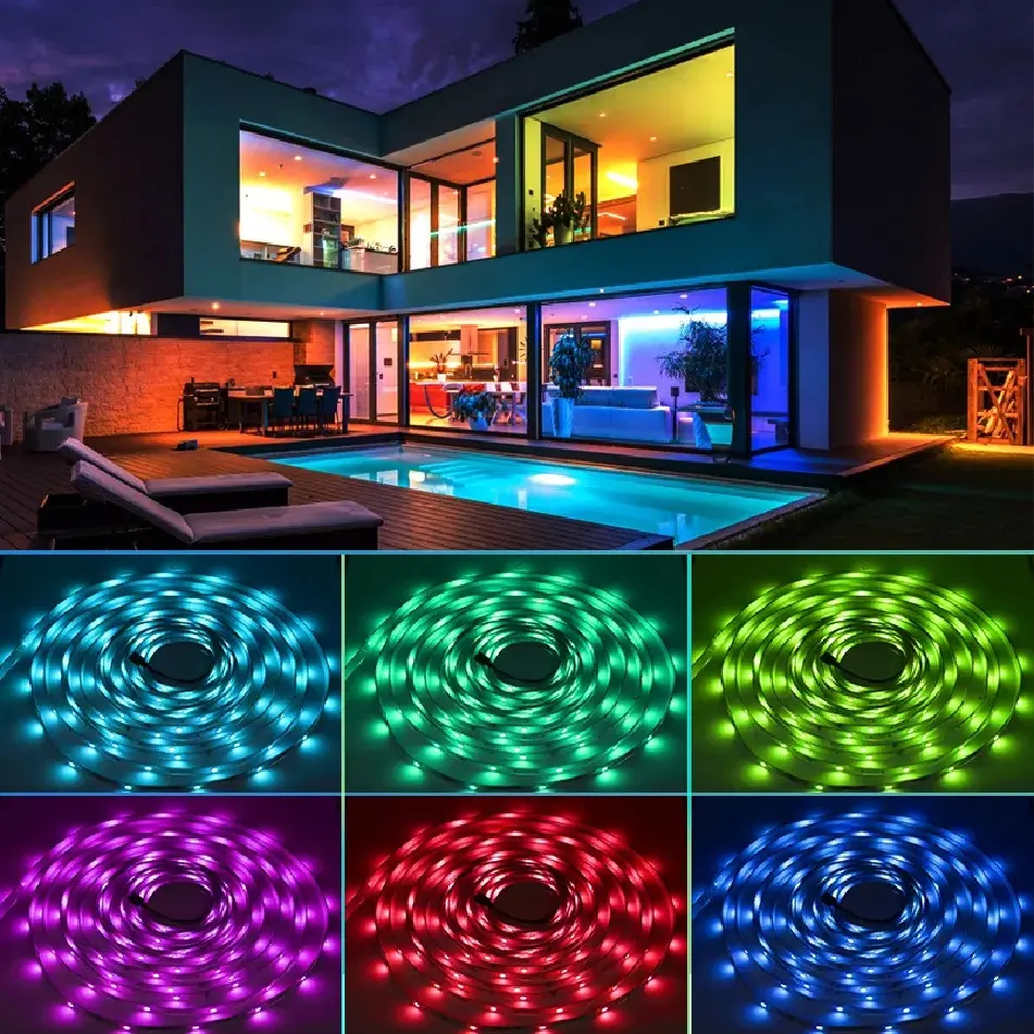 Vente chaude 12V 5M 10M 15M 5050 RGB Light Strip Sets 44 Touches Changement de Couleur Télécommande Flexible Smart Led Strip Light Kits