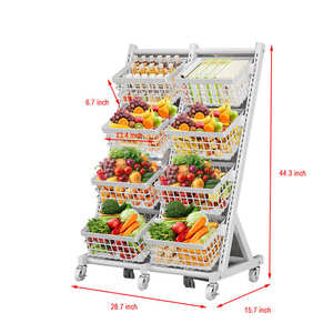 Vente en gros de paniers à <span class=keywords><strong>fruits</strong></span> et légumes réglables multifonctions pour la cuisine chariot à roulettes pour collations avec roues - Product Image 2
