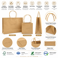 Sacs shopping en papier kraft personnalisés avec logo, poignées torsadées, sacs cadeaux pour boutiques de vêtements, bijoux, petites entreprises et marques.