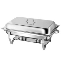 Ensemble de réchauds rectangulaires professionnels en acier inoxydable pour buffet, avec support pliable et chauffage à l'alcool