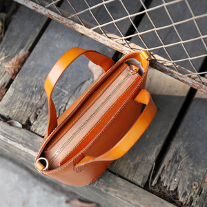 Sac à bandoulière en cuir de vachette véritable fait main pour femme, tanné végétal, sac fourre-tout - Product Image 5