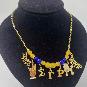 Custom blu giallo bianco due dimensioni catena di perle <span class=keywords><strong>SGR</strong></span> 1922 barboncino strass collana ciondolo accessori per gioielli - Product Image 1
